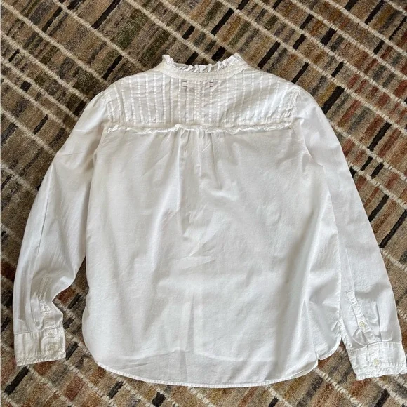 Xirena Cotton Button Down With Yoke Front/Back Details And Ruffles Size M - Picture 2 of 4